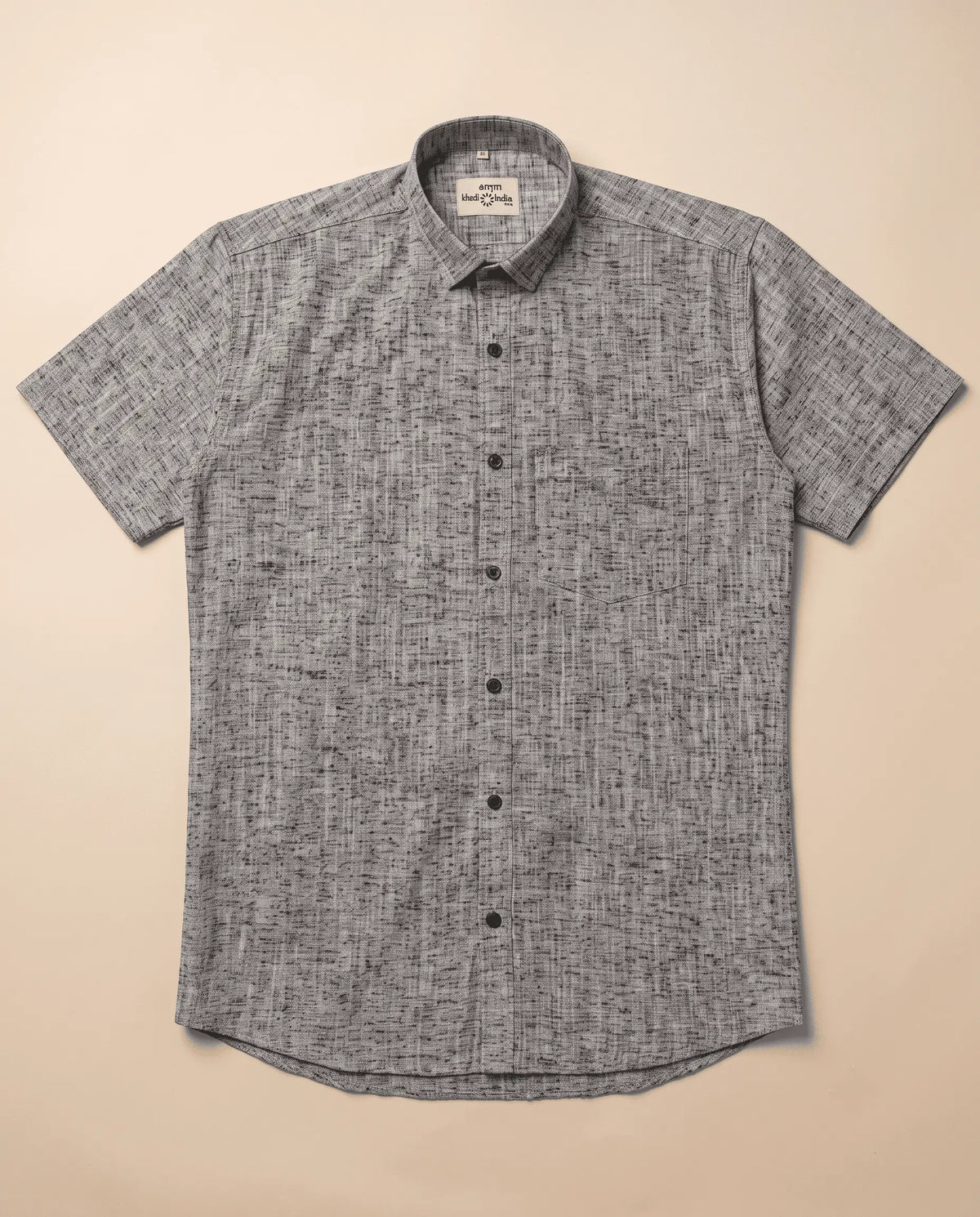 Grey-Soft Linen Cotton Half Sleeve Shirt