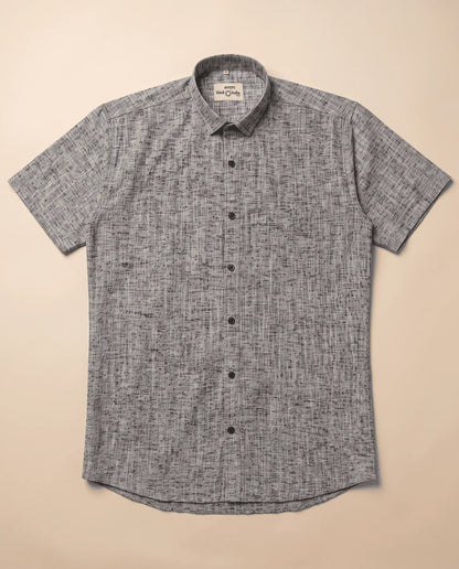 Grey-Soft Linen Cotton Half Sleeve Shirt