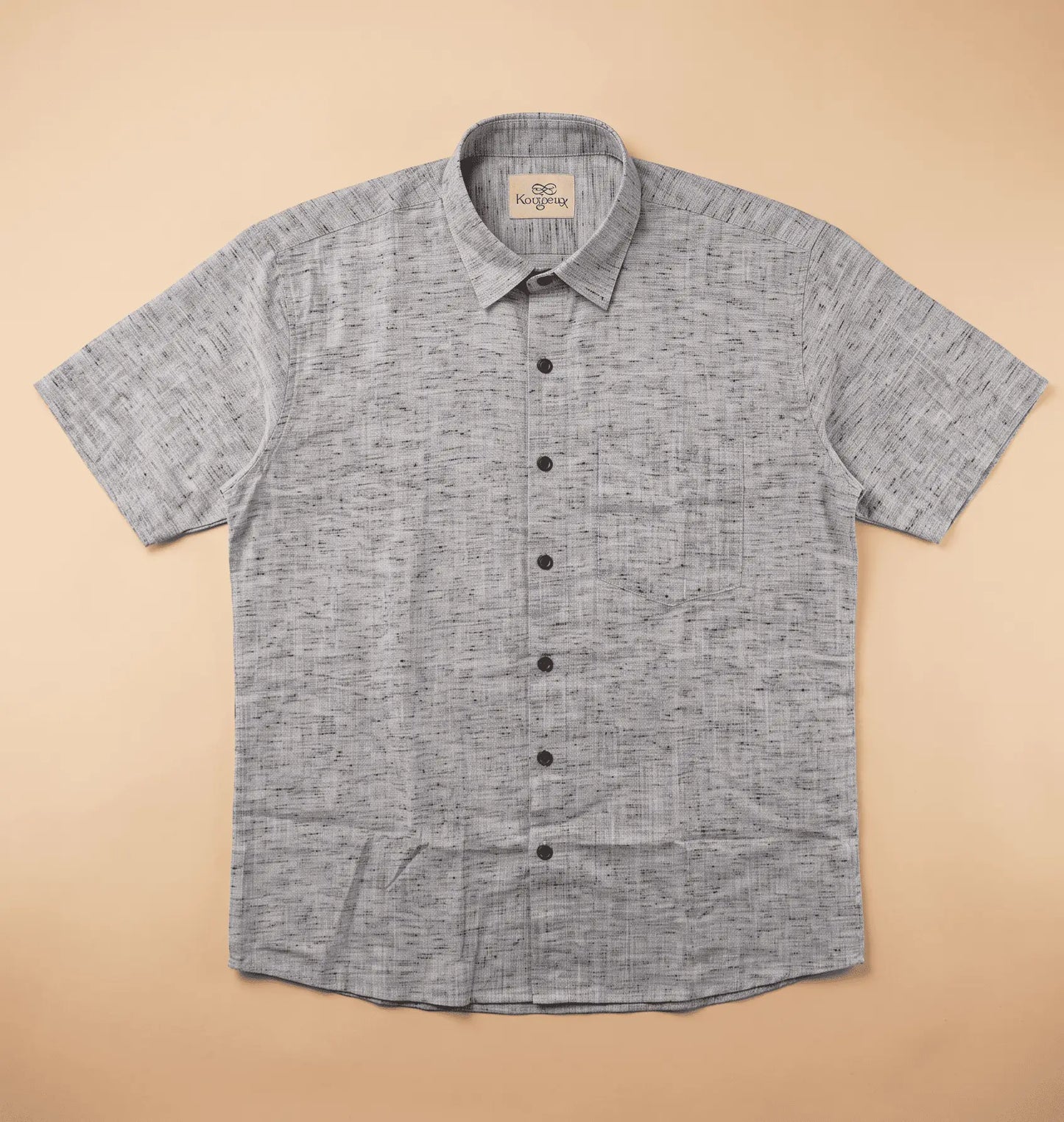 Grey Handloom Soft Cotton Half Sleeves Shirt for Men | Kargham