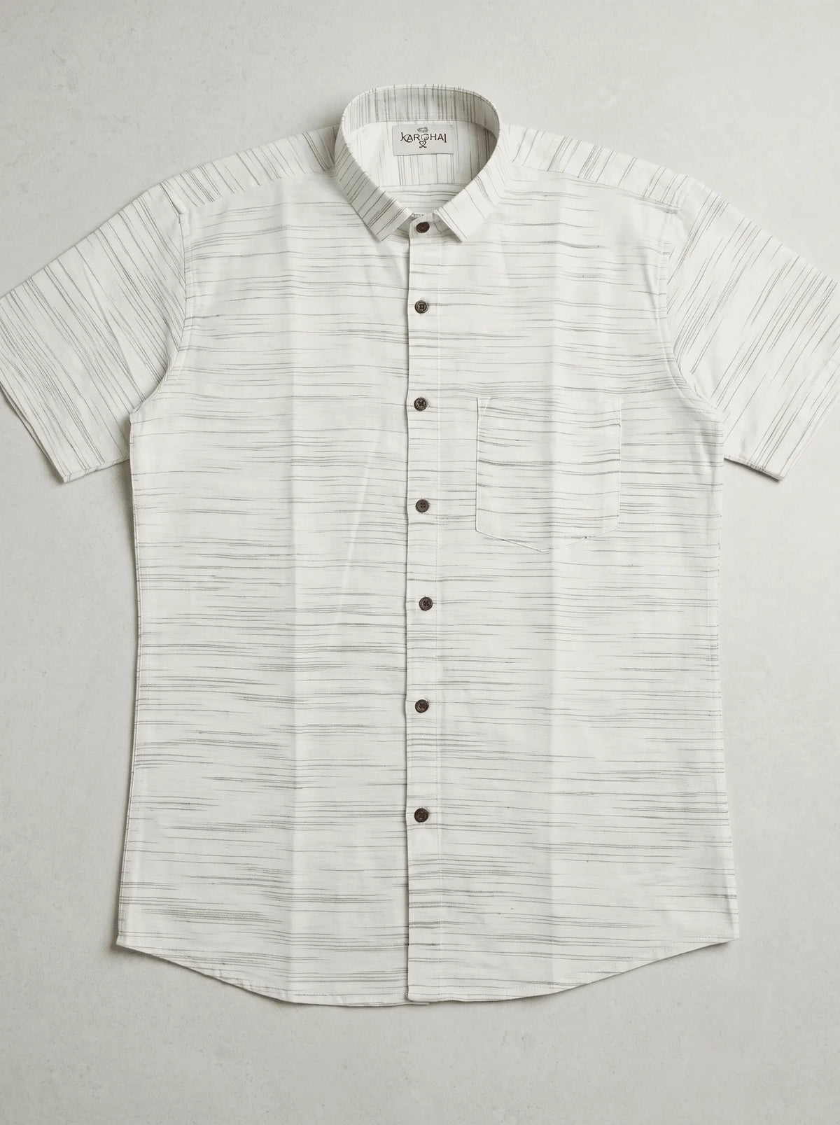 Grey Pattern White Jharna Cotton Shirt for Men | Half Sleeves