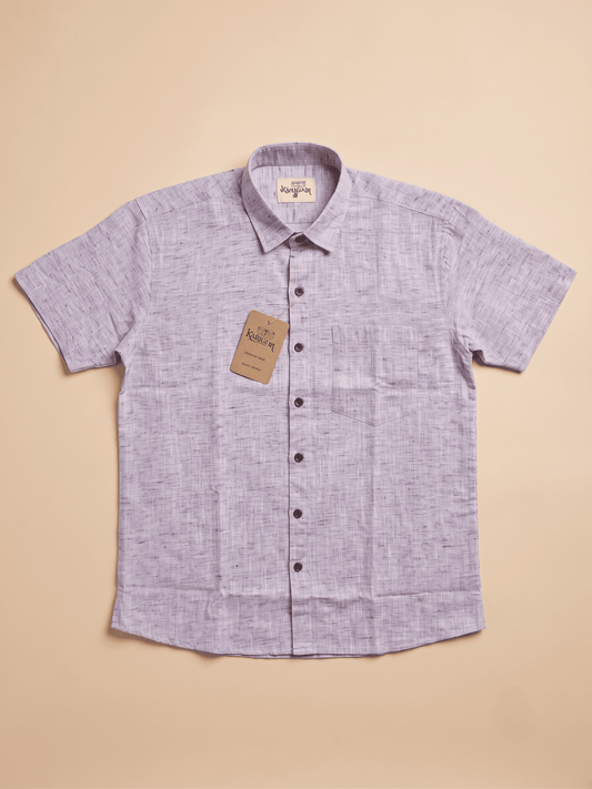 Light Purple Handloom Soft Cotton Half Sleeves Shirt for Men | Kargham