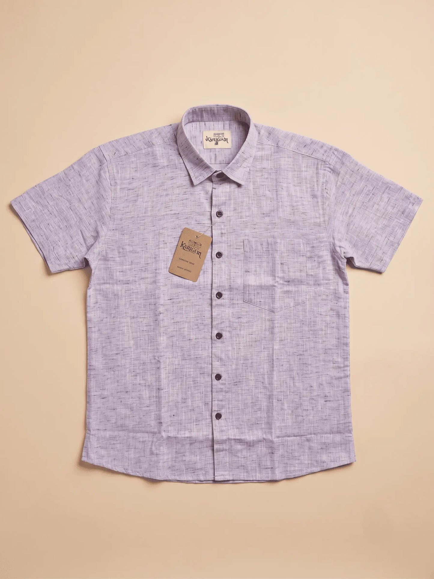 Light Purple Handloom Soft Cotton Half Sleeves Shirt for Men | Kargham