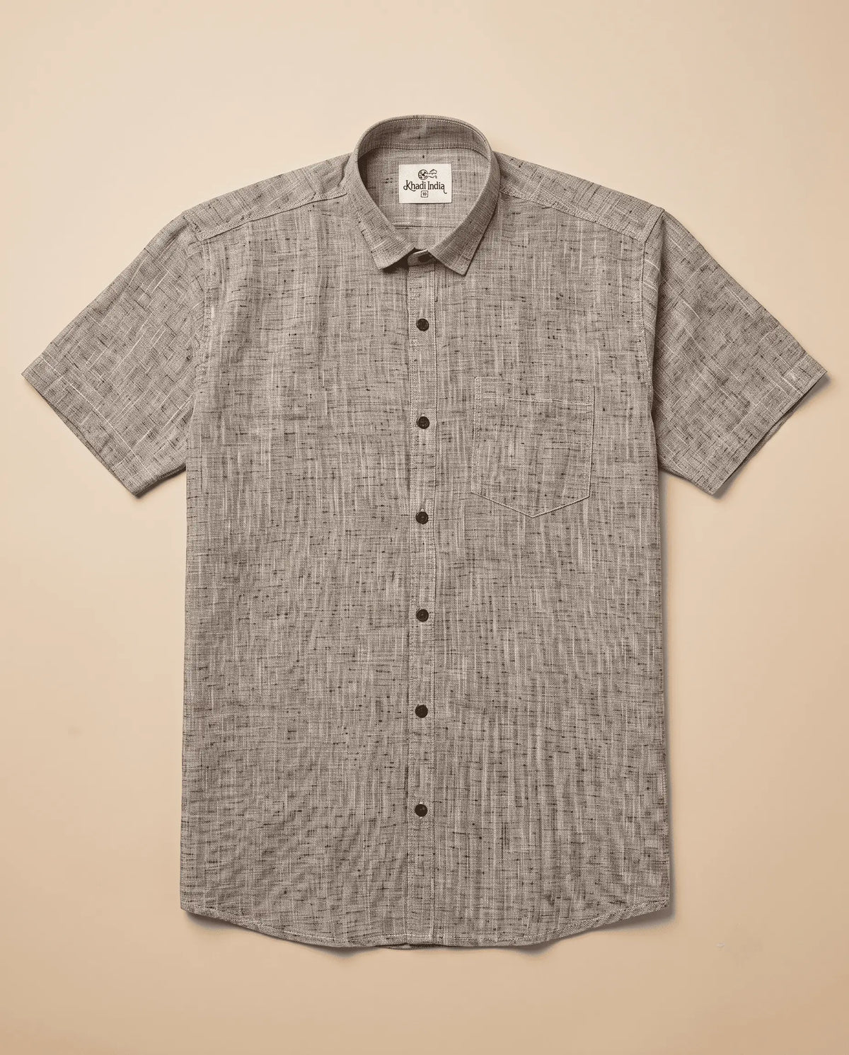 Light Brown-Soft Linen Cotton Half Sleeve Shirt
