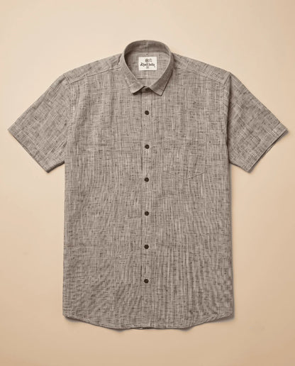Light Brown-Soft Linen Cotton Half Sleeve Shirt