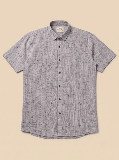 Light Purple-Soft Linen Cotton Half Sleeve Shirt