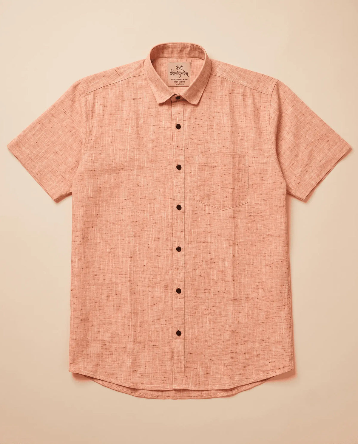 Orange-Soft Linen Cotton Half Sleeve Shirt