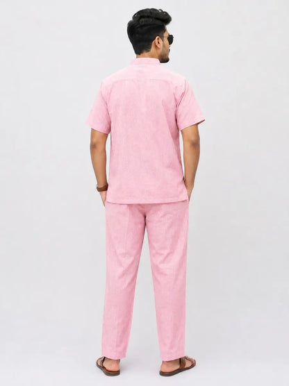 Peach Solid Half Sleeves Cotton Co ord Set