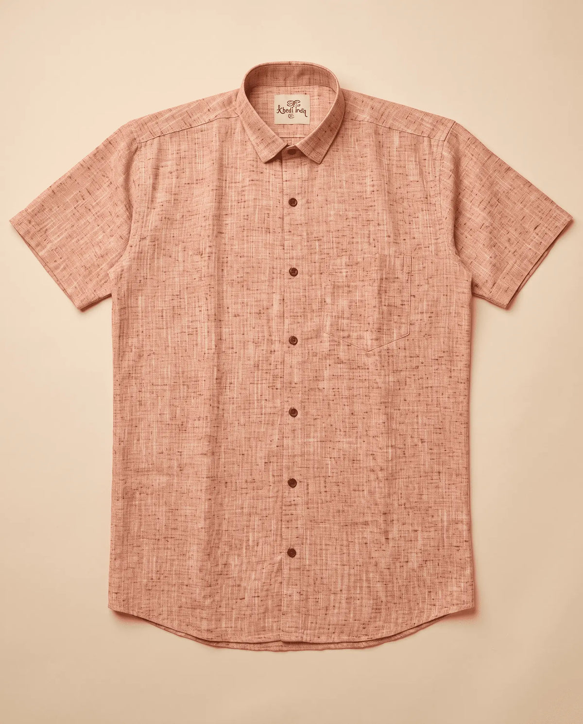 Peach-Soft Linen Cotton Half Sleeve Shirt
