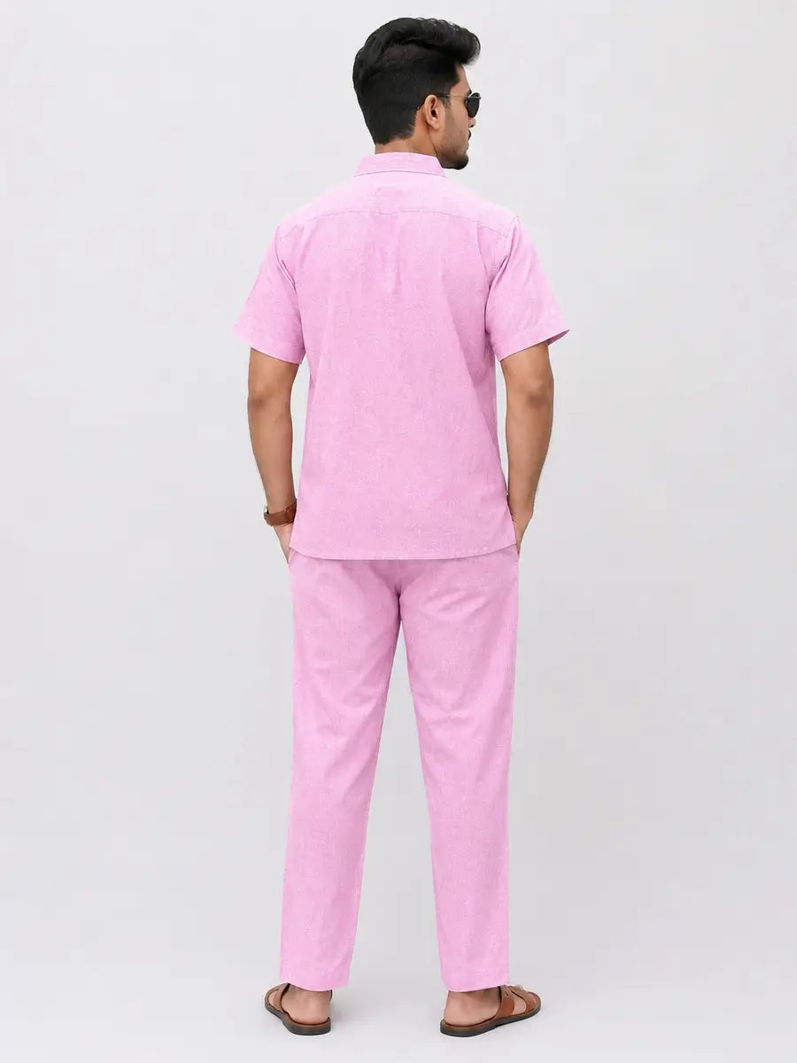 Pink Solid Half Sleeves Cotton Co ord Set