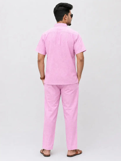 Pink Solid Half Sleeves Cotton Co ord Set