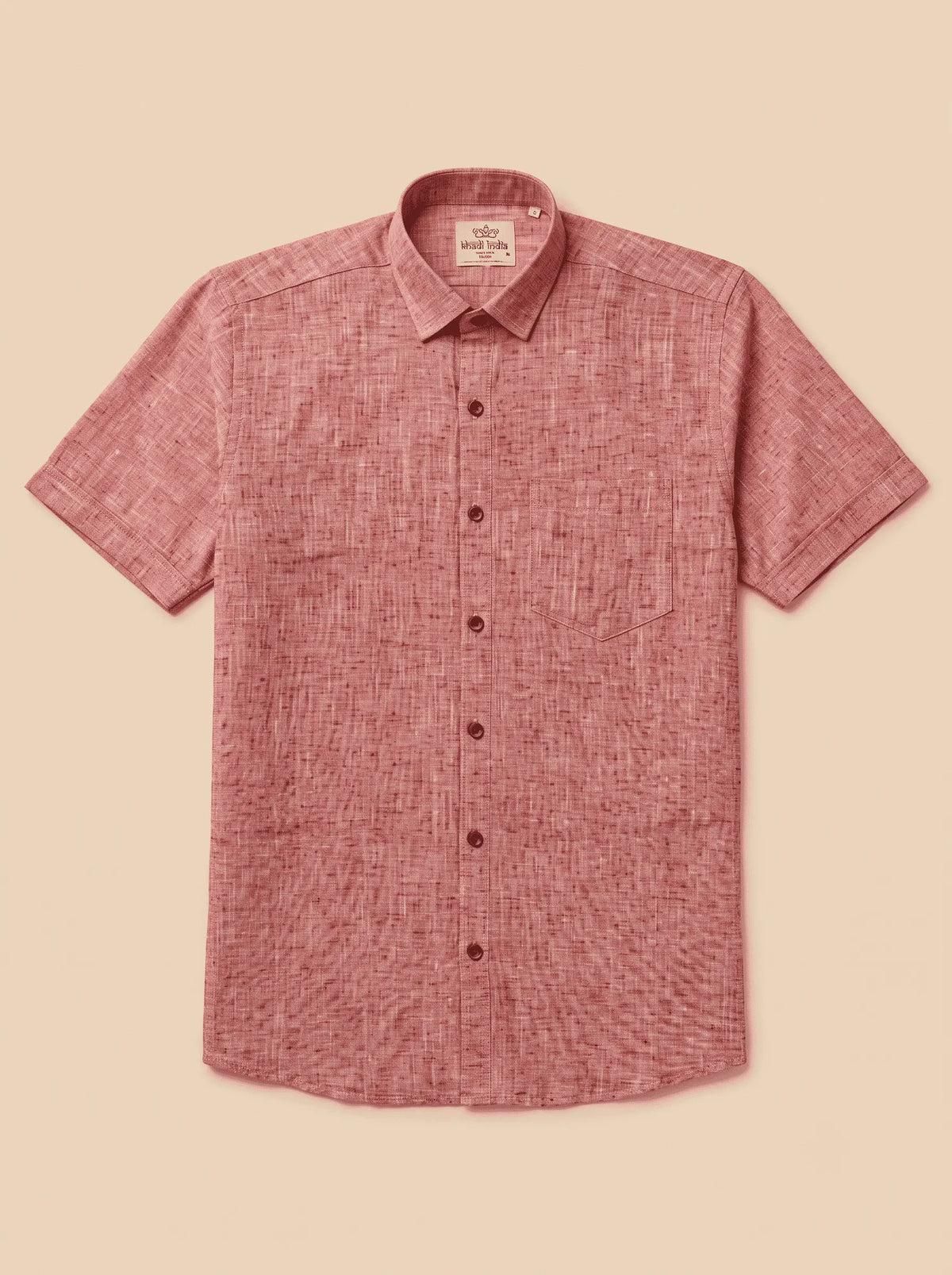Pink-Soft Linen Cotton Half Sleeve Shirt