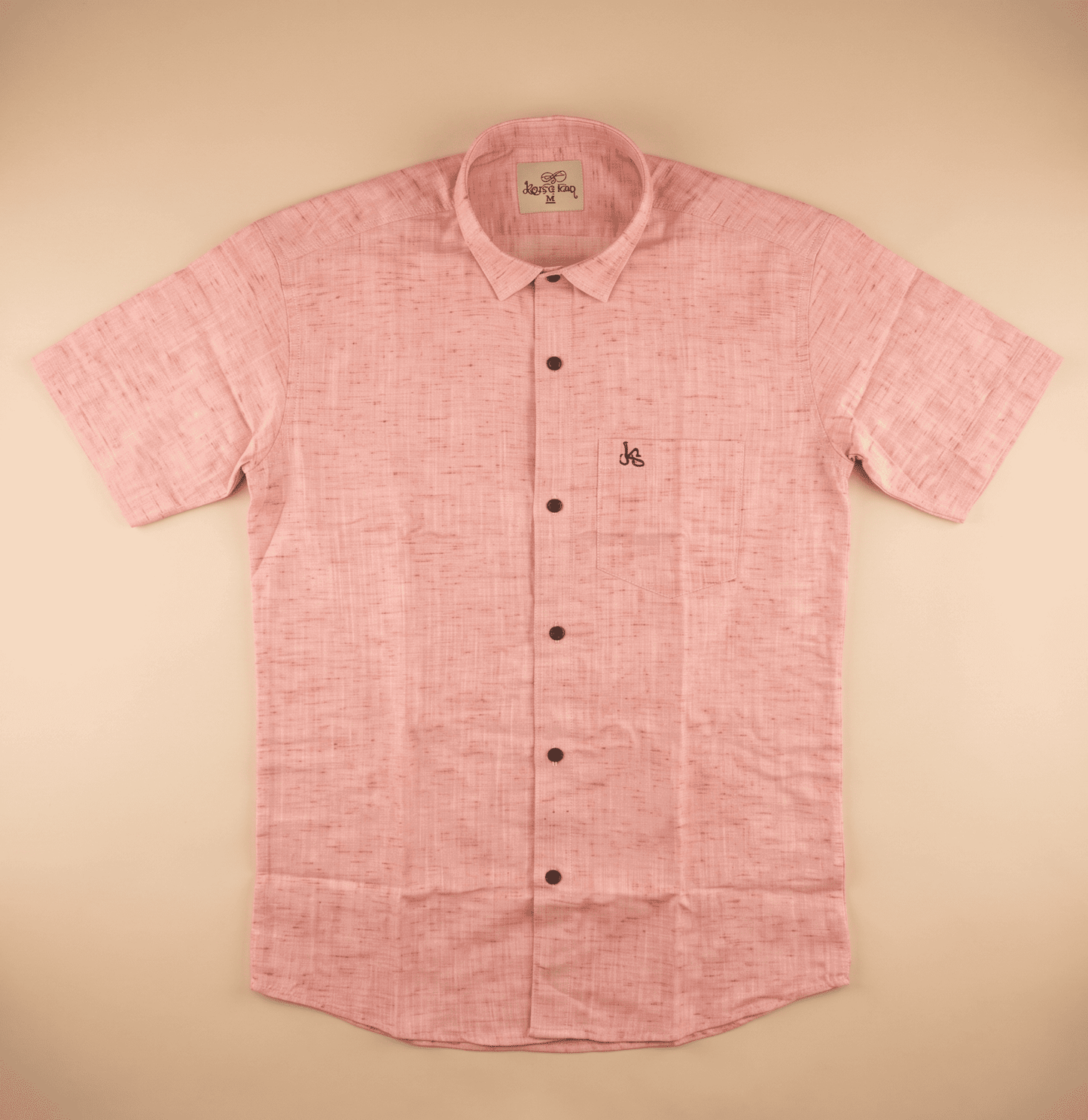 Pink Handloom Soft Cotton Half Sleeves Shirt for Men | Kargham