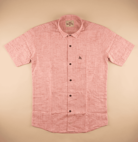 Pink Handloom Soft Cotton Half Sleeves Shirt for Men | Kargham