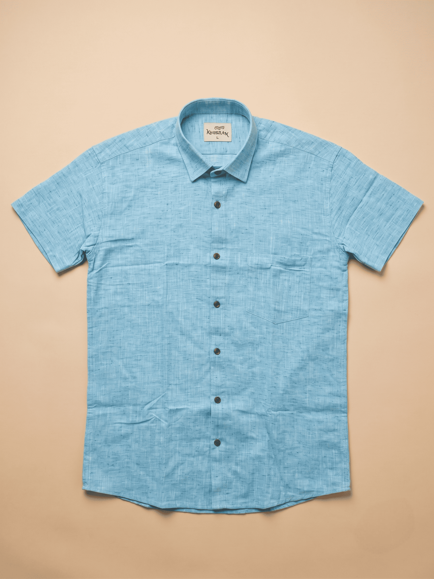 Sky Blue Handloom Soft Cotton Half Sleeves Shirt for Men | Kargham