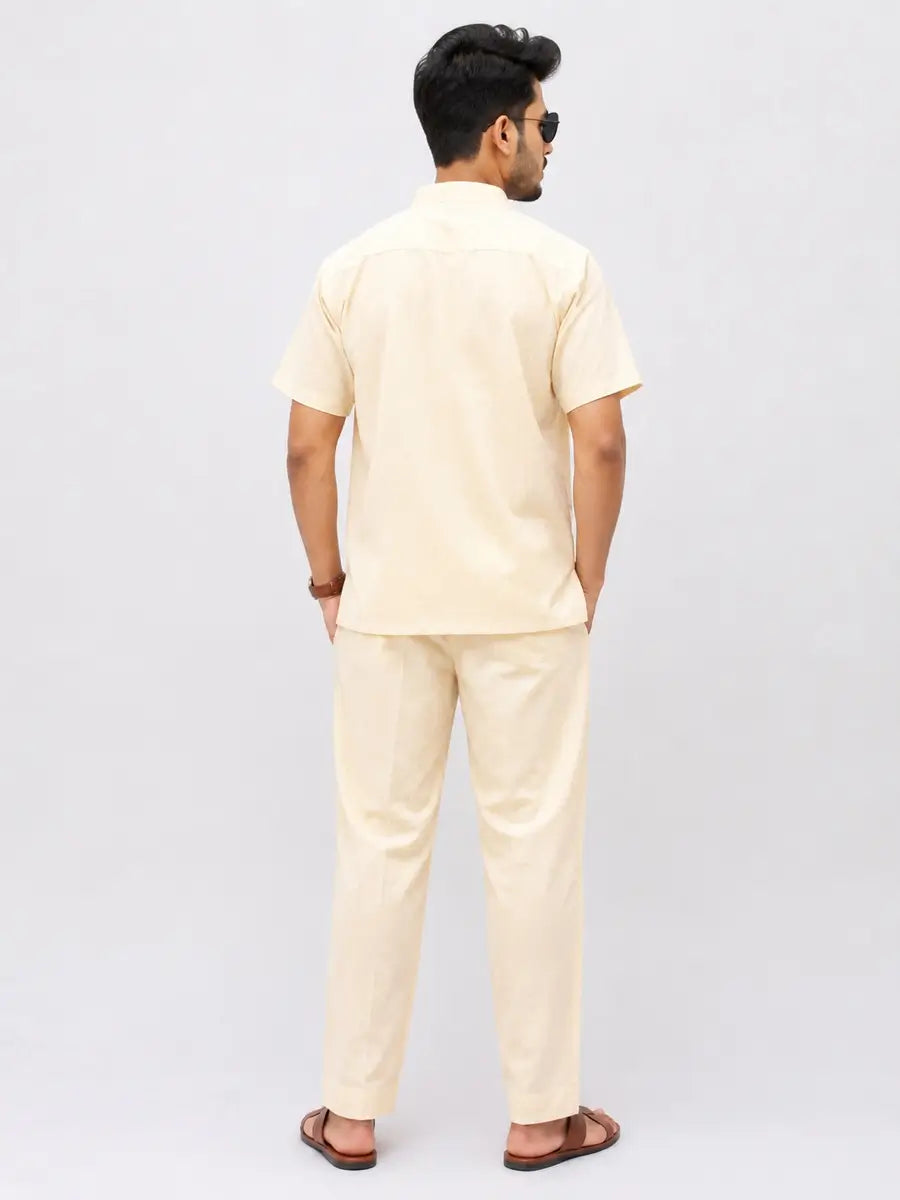 Yellow Solid Half Sleeves Cotton Co ord Set