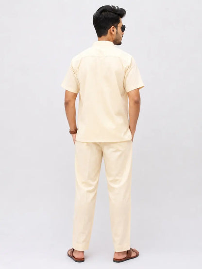 Yellow Solid Half Sleeves Cotton Co ord Set