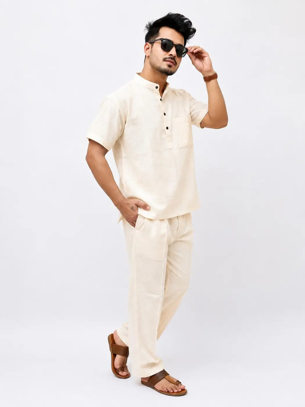 Yellow Solid Half Sleeves Cotton Co ord Set