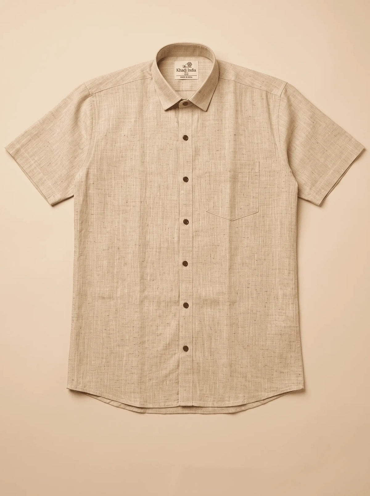 Yellow-Soft Linen Cotton Half Sleeve Shirt