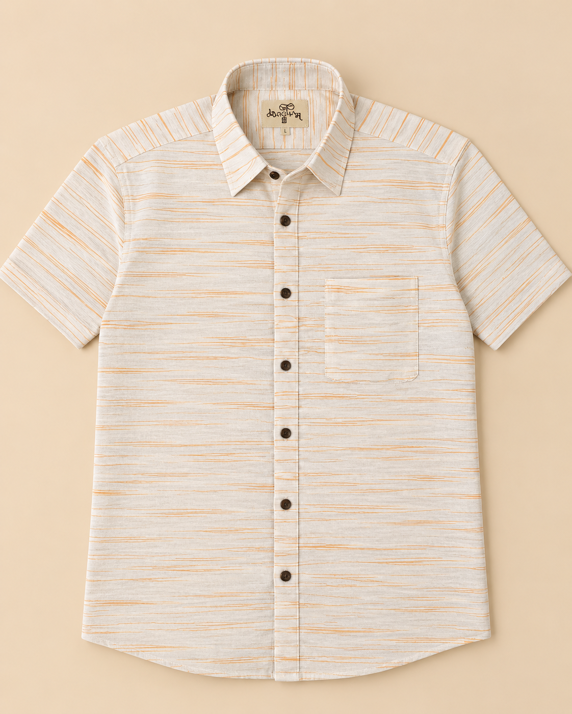 Yellow-White Jharna Cotton Half Sleeve Shirt for Men by Kargham